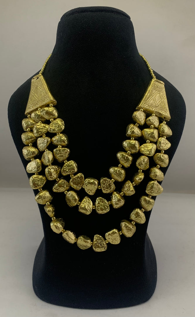 NK14230F - ALUMINIUM METAL BEAD BRONZE GOLD COLOR NICKLE FREE NECKLACE