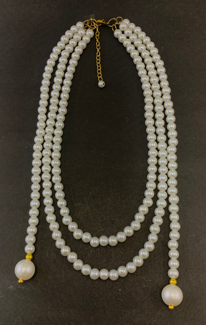 NK15705 - MULTY LAYERED GLASS PEARL BEAD NECKLACE