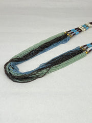 BLUE GREEN SEED/GLASS BEAD NECKLACE