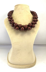 NK10021E CHERRY RESIN BEAD BRAIDED NECKLACE