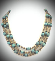 NK14701 MULTI LAYERED WOODEN BEAD NECKLACE