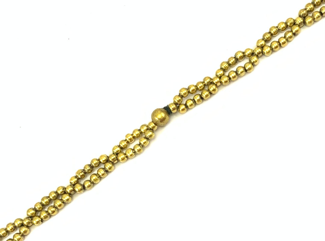 NK8581 - HORN BEAD & A/GOLD METAL BOLL/PENDANT WITH THREAD TASSEL NECKLACE