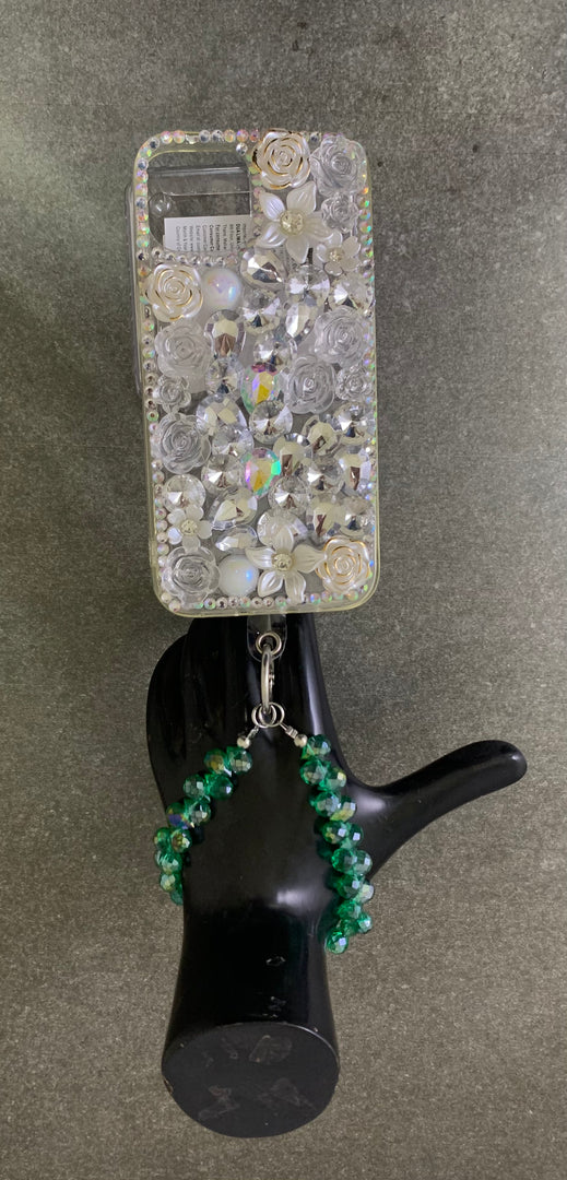 MIS3943A - TRENDY DIAMOND CUT GLASS BEAD HANGING MOBILE WRISTLET