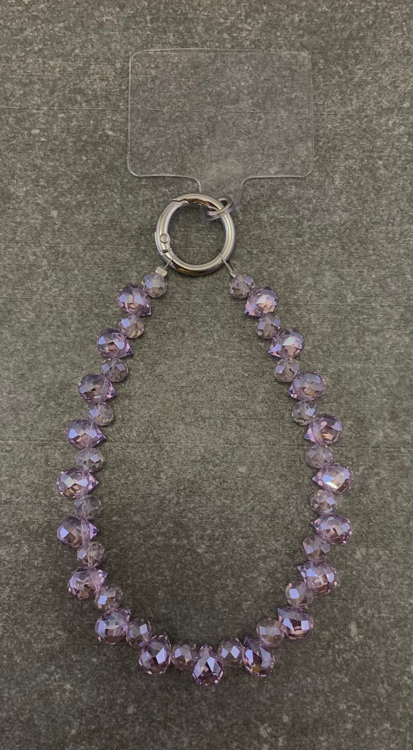 MIS3943F - TRENDY DIAMOND CUT GLASS BEAD HANGING MOBILE WRISTLET