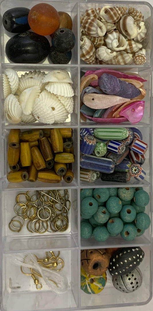 BDK278 - CHEVRON/WOODEN/CLAY/SHELL BEAD DIY KIDS KIT