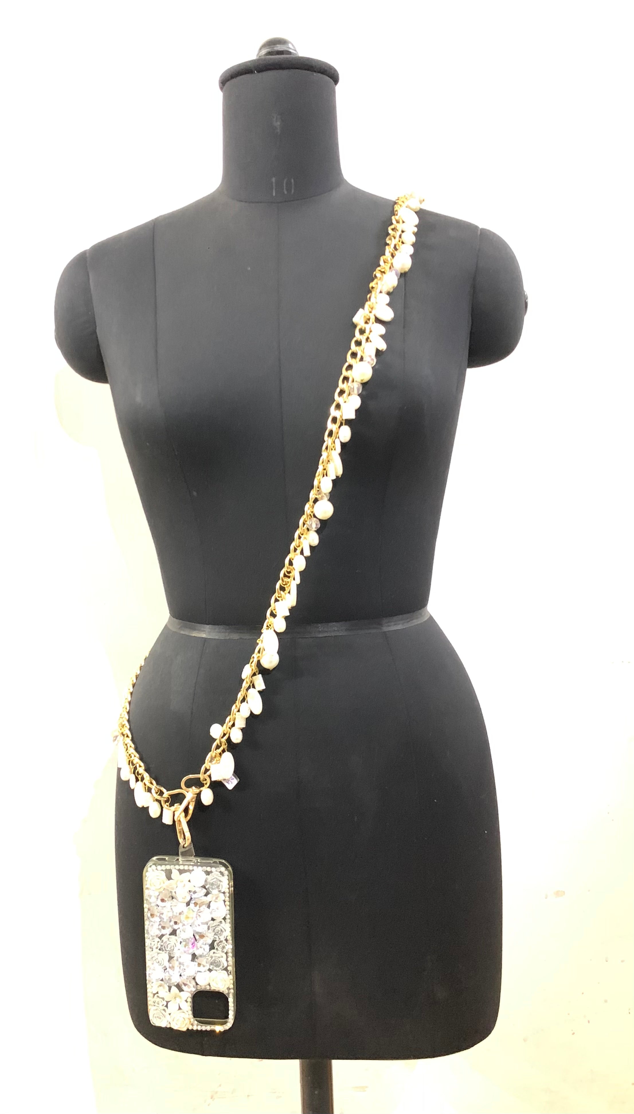 MIS3942 - TRENDY & STYLISH METAL CHAIN WITH BEADED HANGING LANYARD
