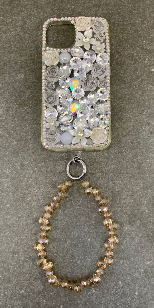 MIS3943E - TRENDY DIAMOND CUT GLASS BEAD HANGING MOBILE WRISTLET