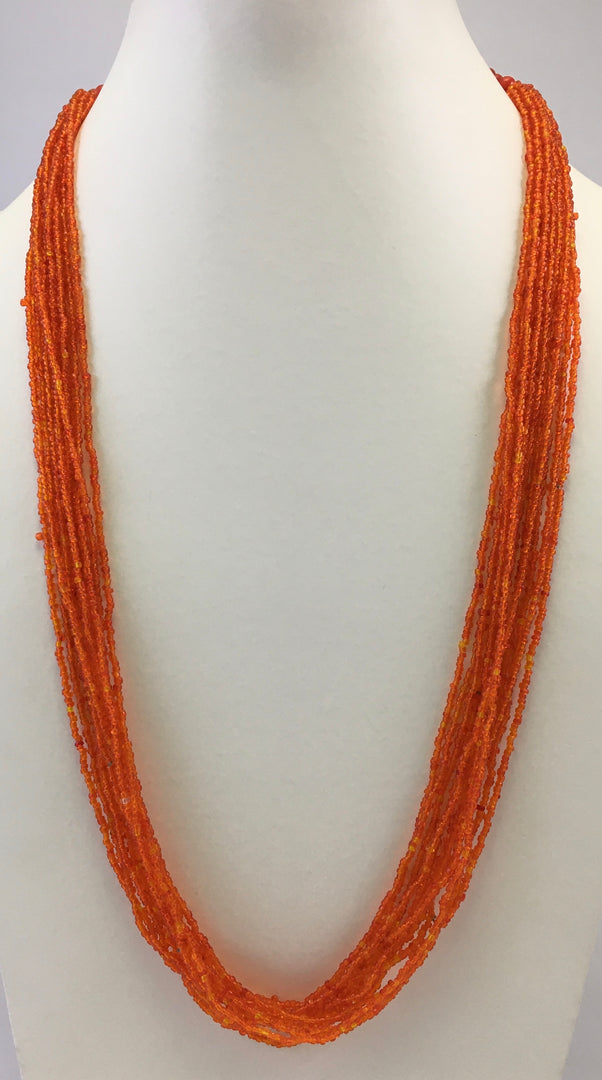 ORANGE COLOR SEED BEAD NECKLACE