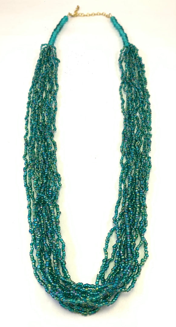 DARK GREEN COLOR SEED BEAD NECKLACE