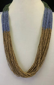 GOLD, BLUE COLOR SEED BEAD NECKLACE