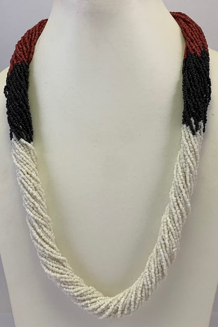 BLACK, WHITE, MAROON COLOR SEED BEAD NECKLACE