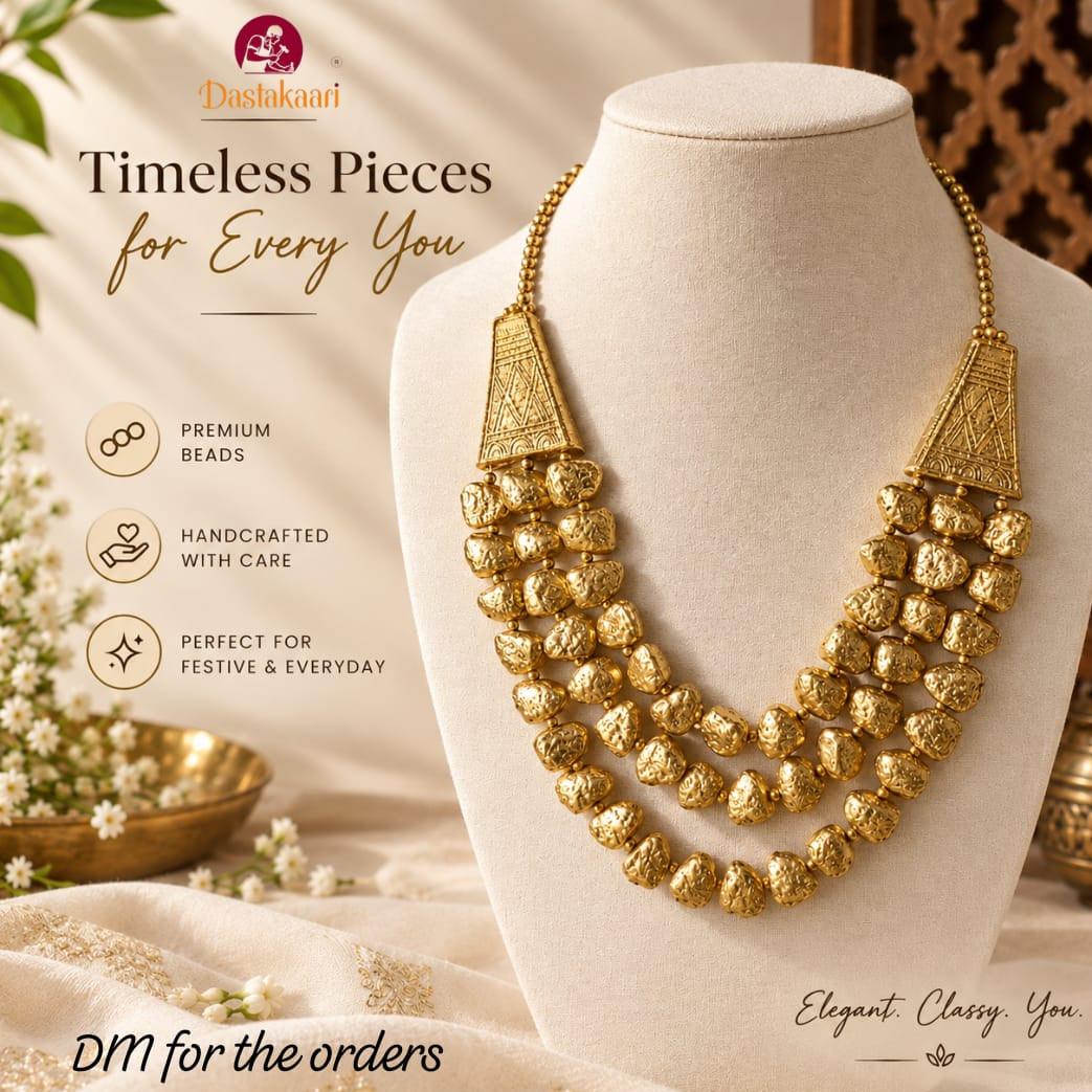 NK14230F - ALUMINIUM METAL BEAD BRONZE GOLD COLOR NICKLE FREE NECKLACE