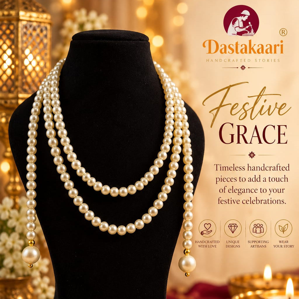 NK15705 - MULTY LAYERED GLASS PEARL BEAD NECKLACE