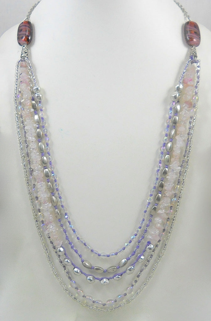 MULTY LAYERED GLASS BEAD NECKLACE