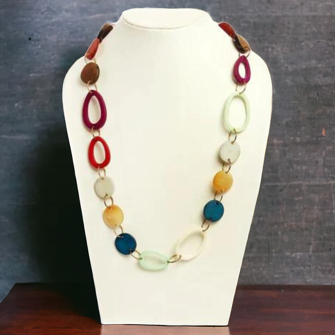 NK 8861 Multicolor horn & acrylic bead necklace