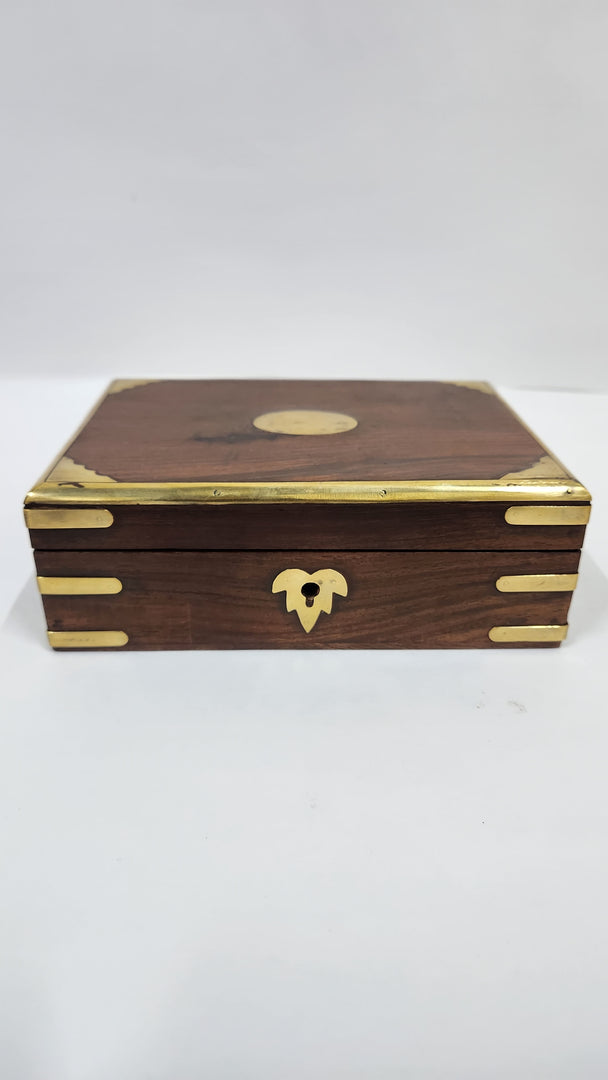 MIG 199 Sheesham Wood With Brass Inlay Work Lock & Key Box