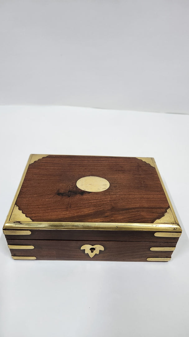 MIG 199 Sheesham Wood With Brass Inlay Work Lock & Key Box