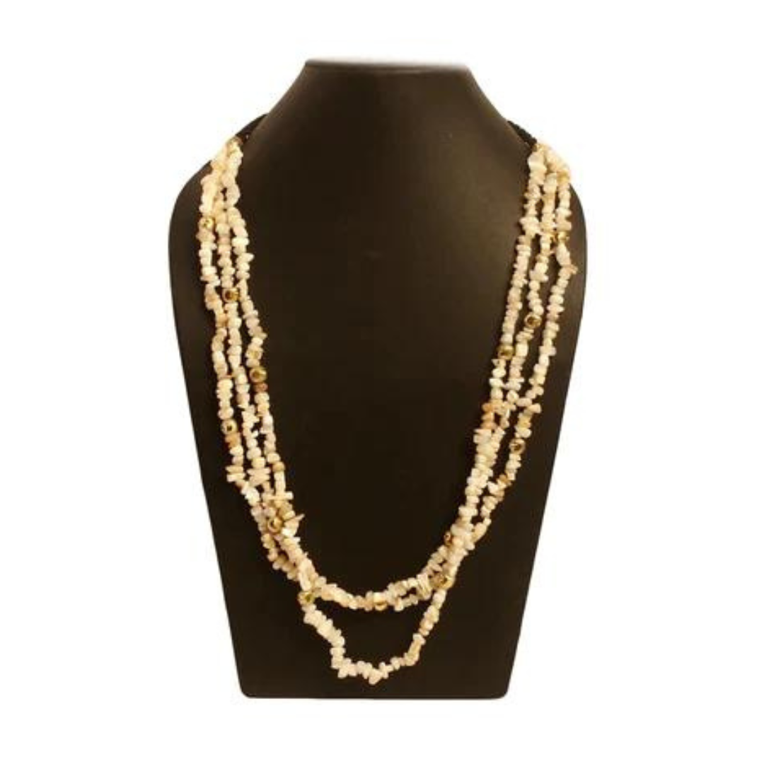 NK 9005 White cut stone bead necklace