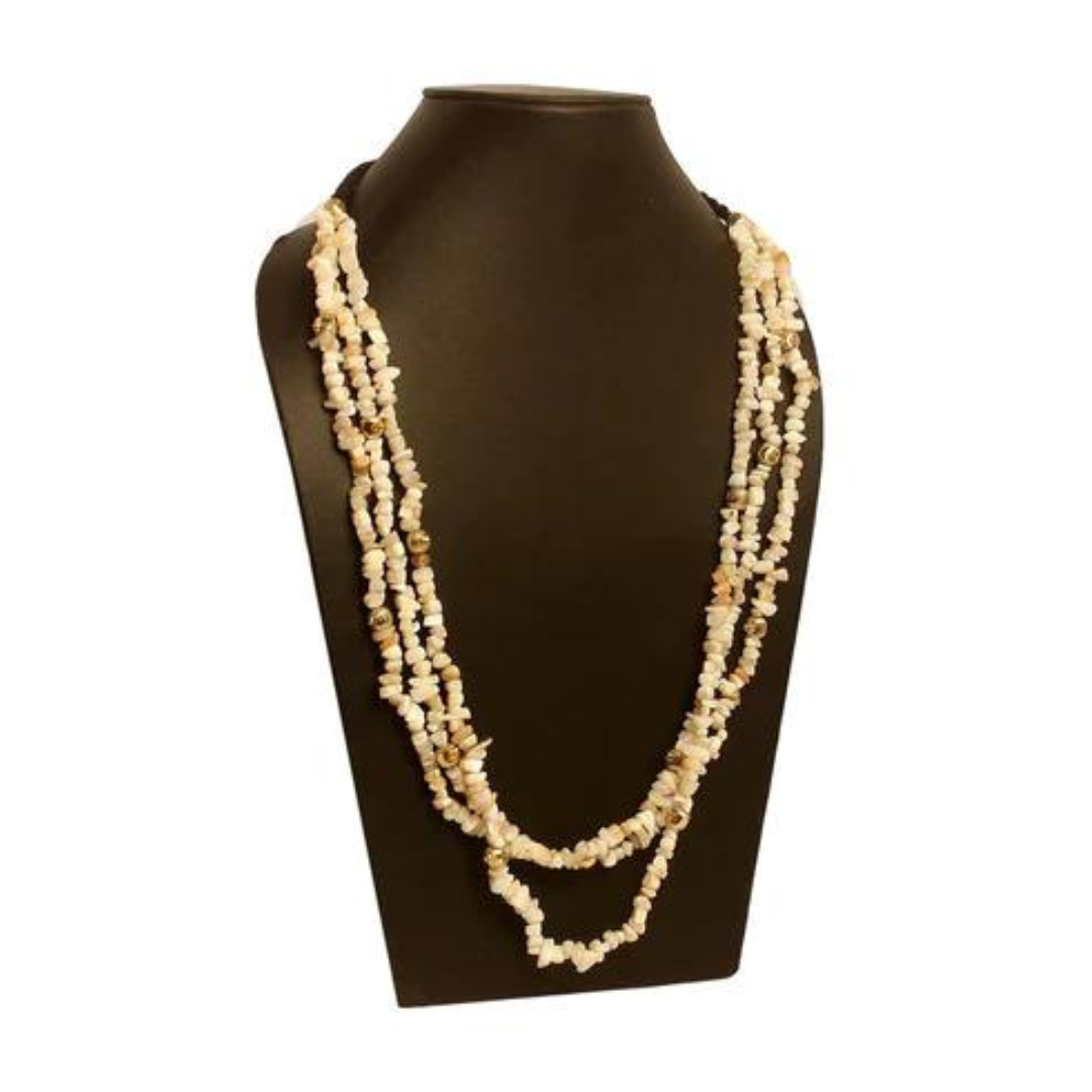 NK 9005 White cut stone bead necklace