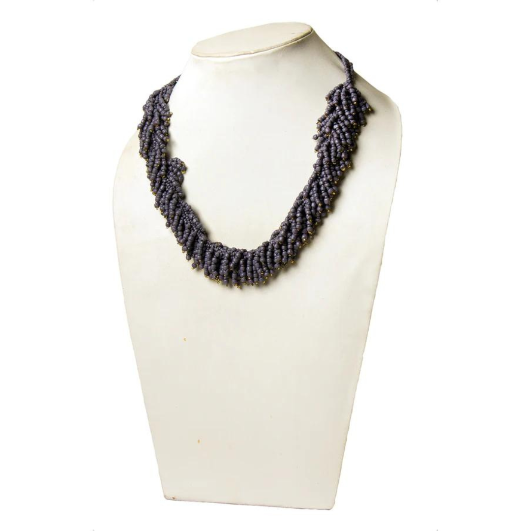 BBN 106C Grey Seed Bead Necklace
