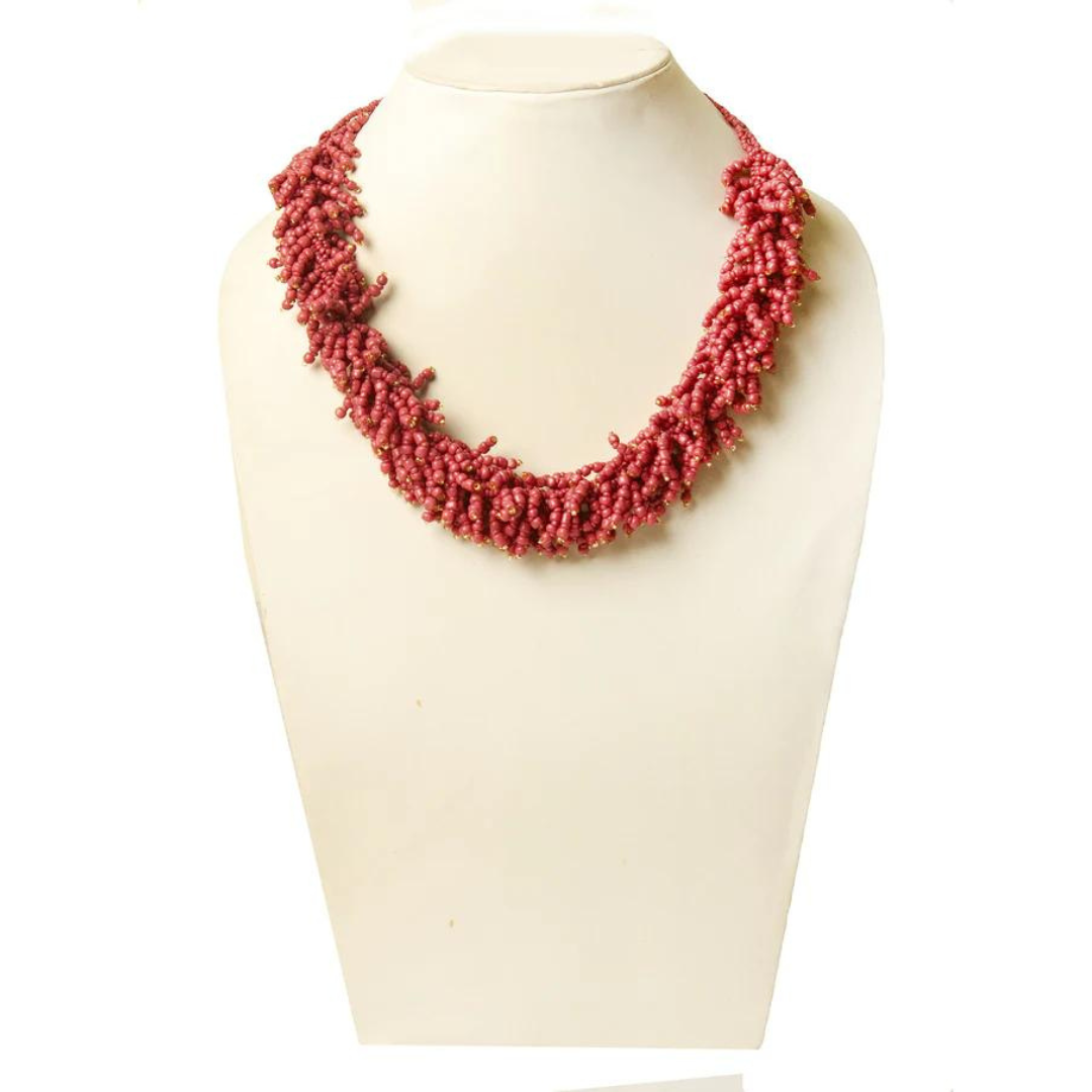 BBN 106B Onion Pink Seed Bead Necklace