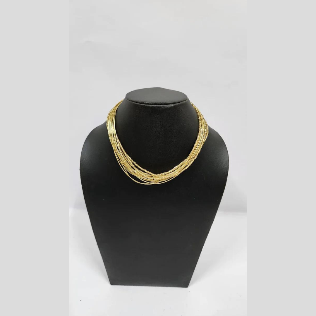 NK 9759 B SEED BEAD WITH CUTDANA GOLDEN COLOR NECKLACE