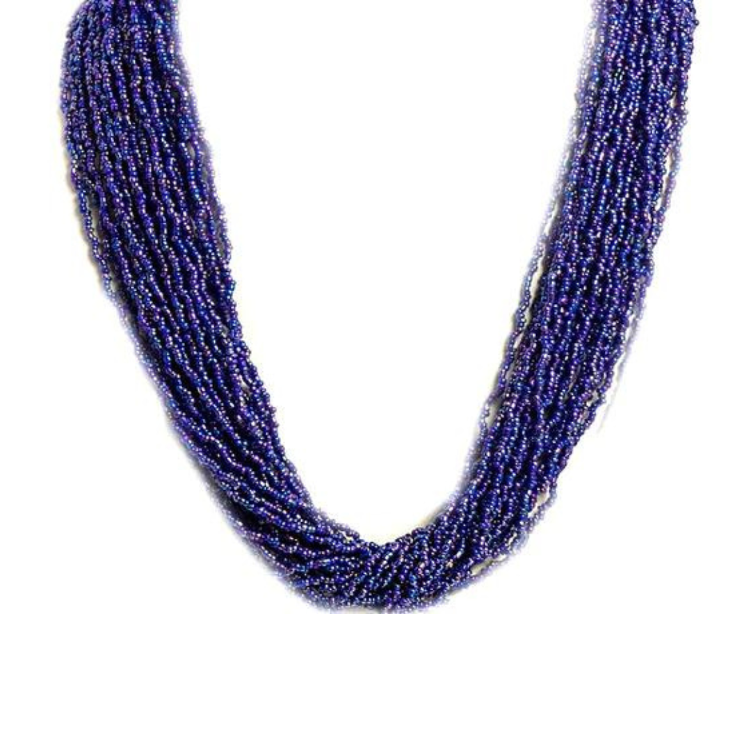 NK 6597B Cobalt blue color seed bead necklace