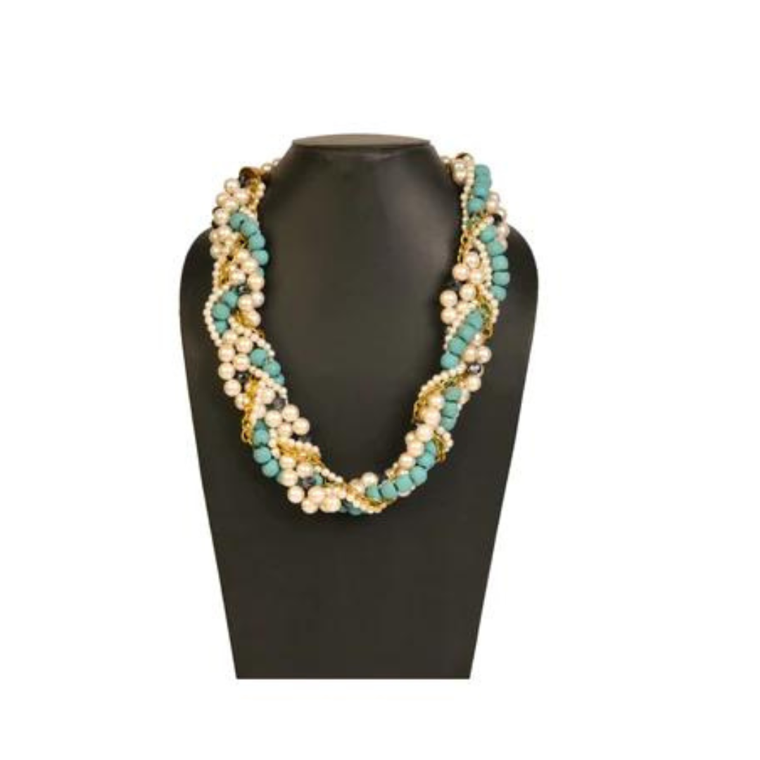 Twisted Turquoise Pearl Necklace