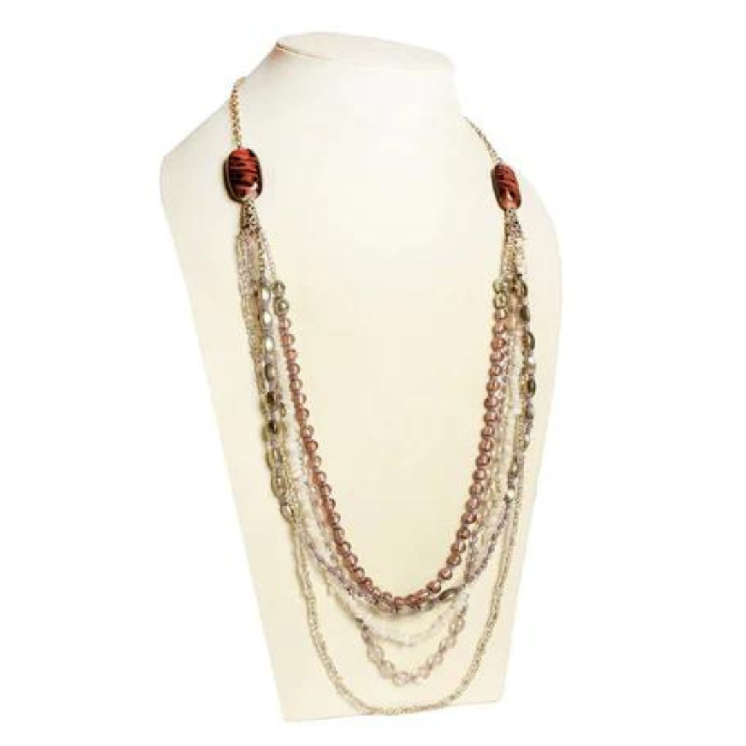 NK 6935 Glass beads and metal beads necklace