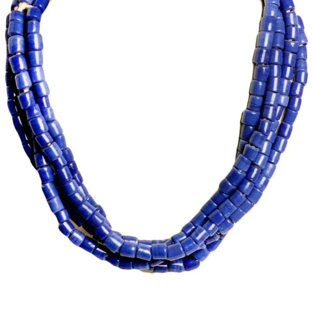 PJ 8085B GLass Bead Cobalt Colour Necklace