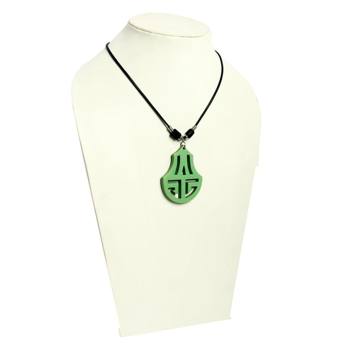 NK 11541B Green Acrylic pendant wax cord necklace