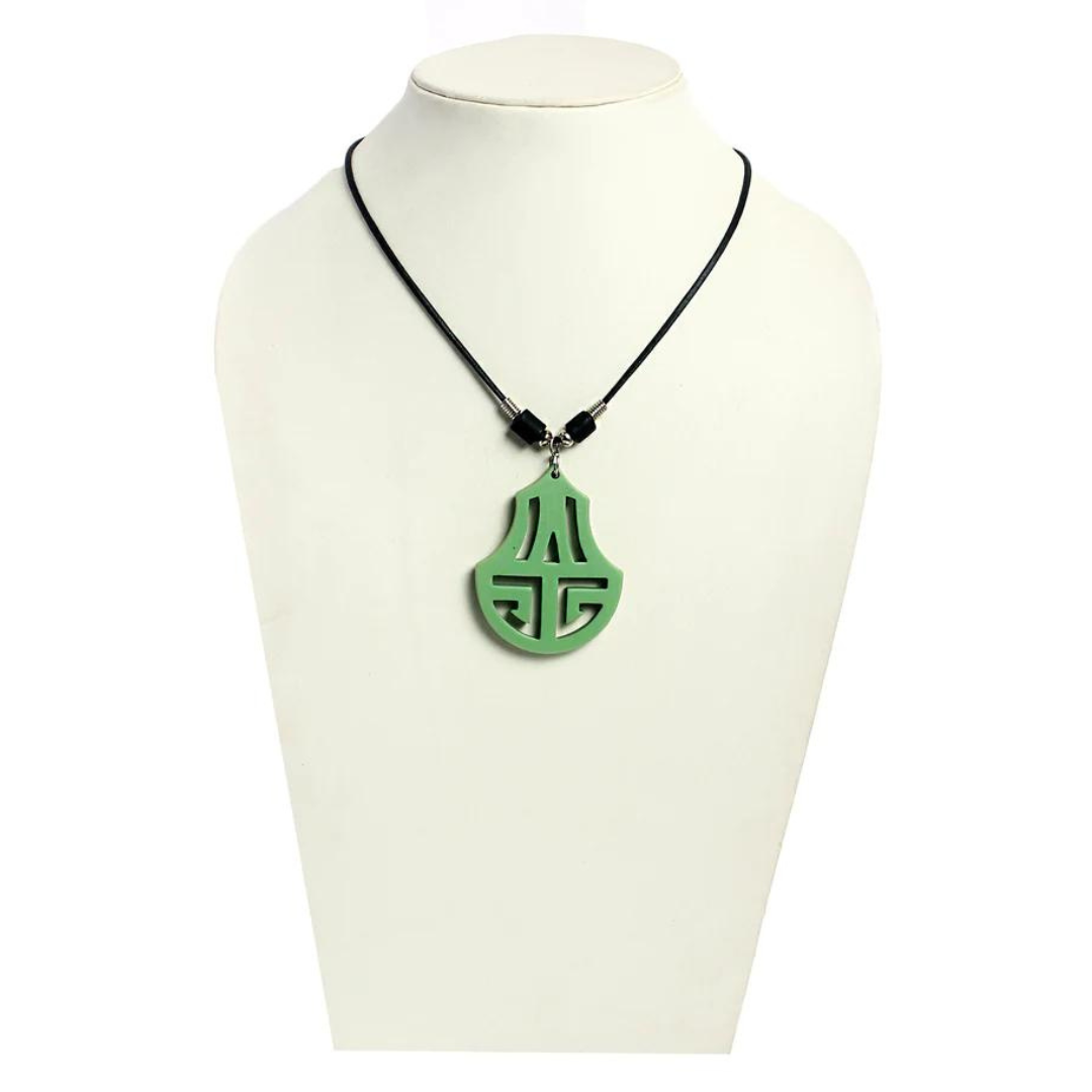 NK 11541B Green Acrylic pendant wax cord necklace