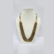 Golden Seed Bead With Glass Silver Foil Bead Necklace.