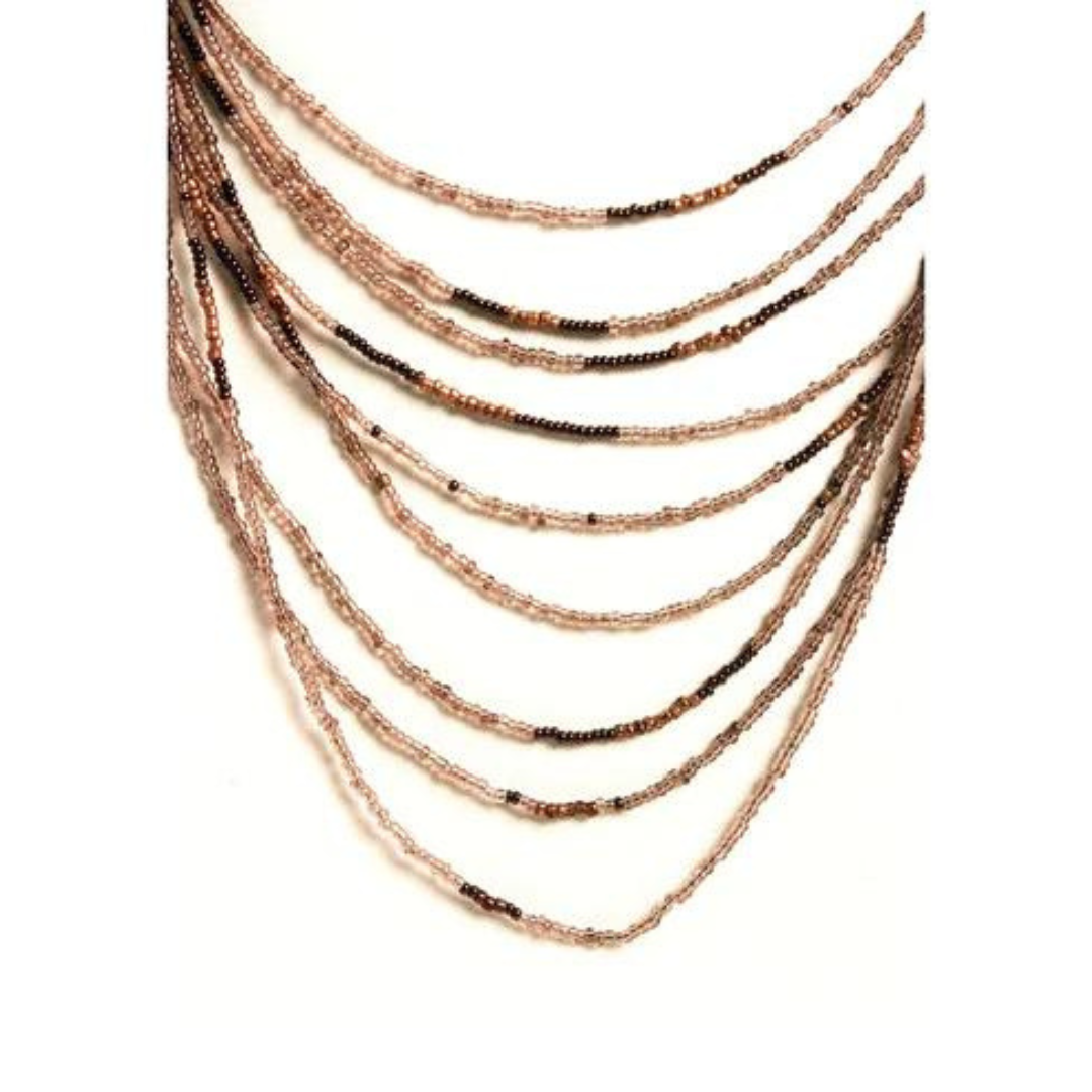NK 247 Brownish/pinkish seed bead necklace