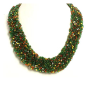 Green multi seed choti necklace with matching earrings set