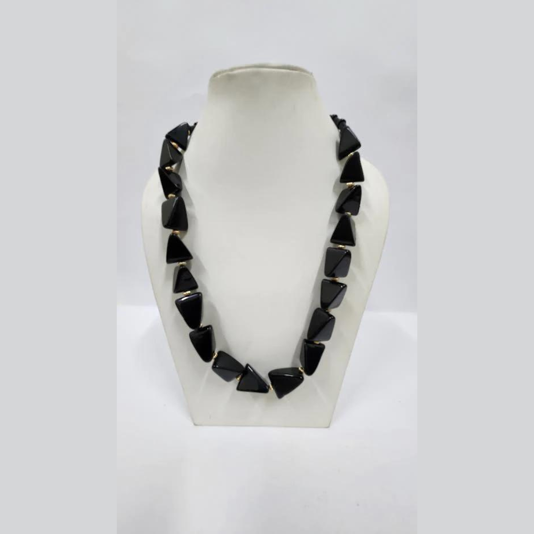 NK 9852 H SIZE 26 INCHES  BLACK ACRYLIC BEAD NECKLACE