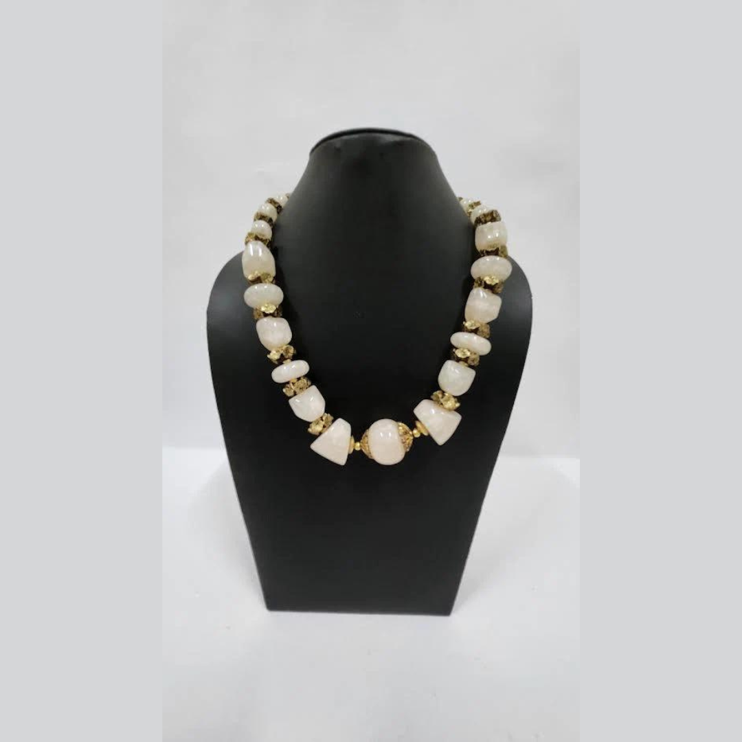 NK 9849 SIZE 20 INCHES NATURAL ACRYLIC BEAD NECKLACE
