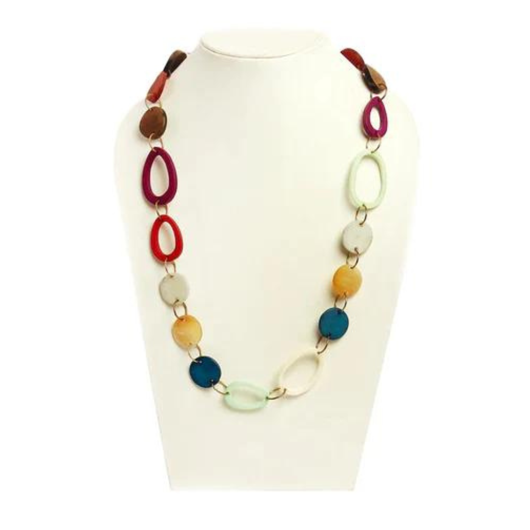 NK 8861 Multicolor horn & acrylic bead necklace