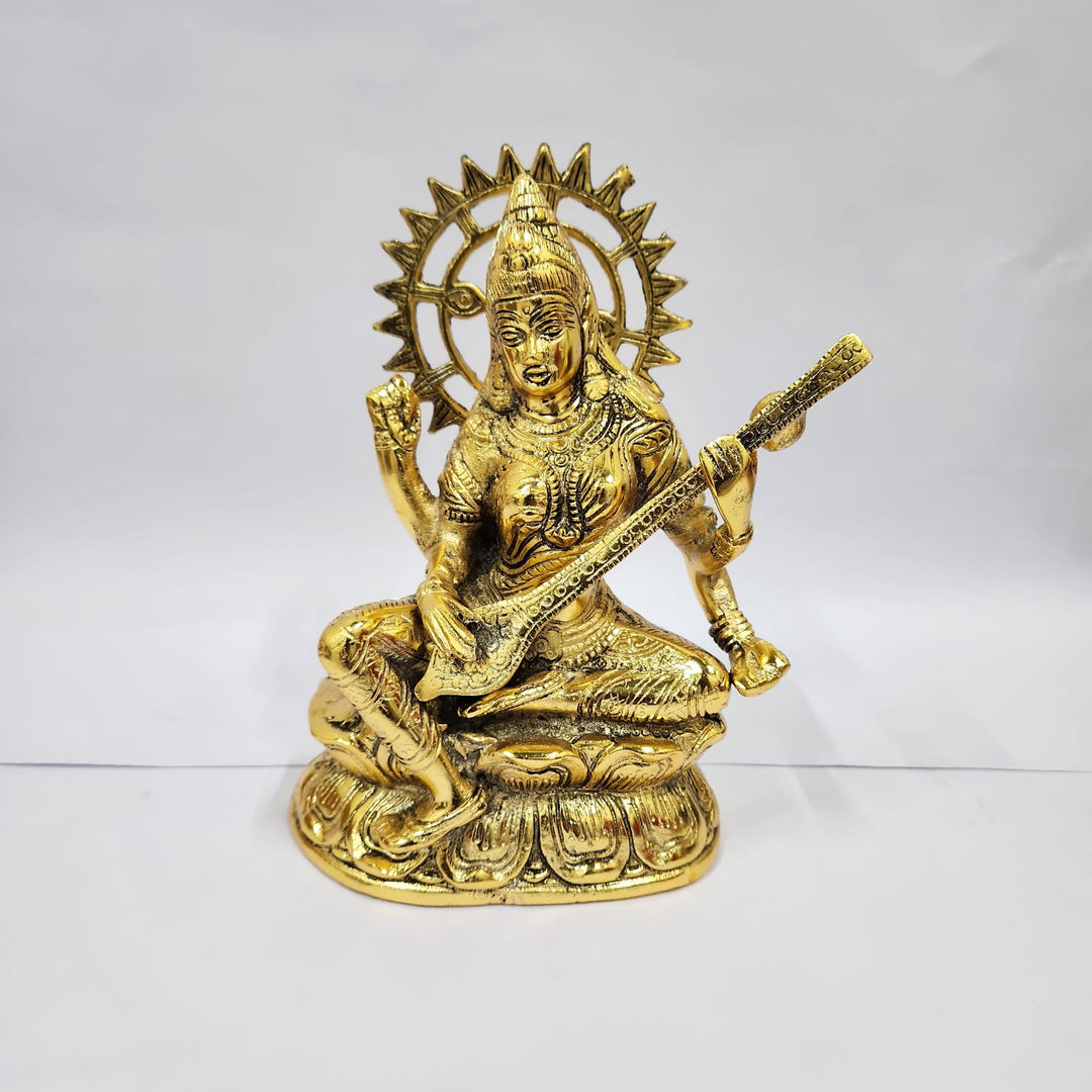 WHITE METAL WITH LAQUER POLISH SARASWATI JI