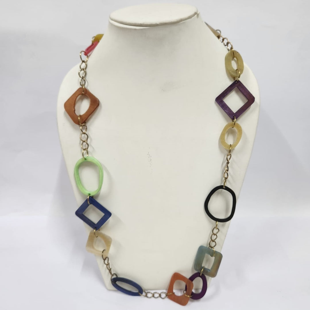 NK 8887 MULTICOLOR HORN CHAIN NECKLACE