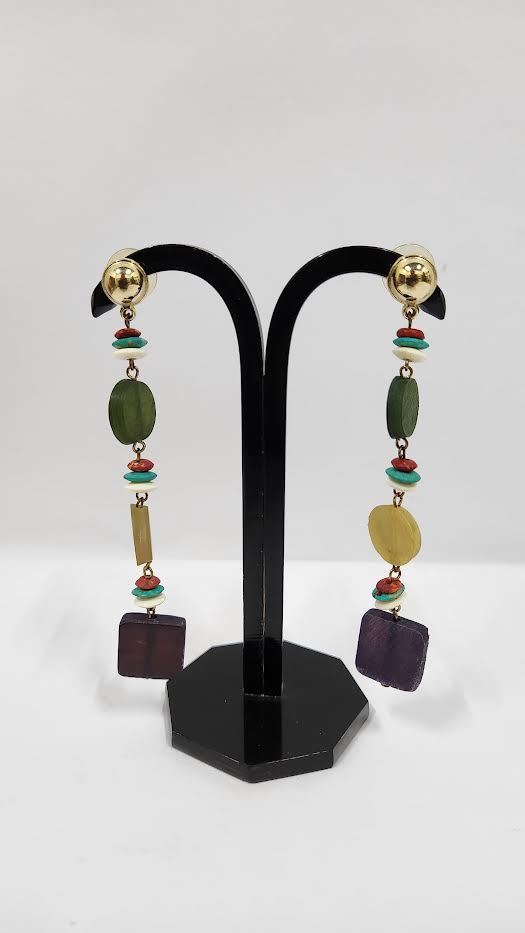 HORN & BONE BEAD MULTICOLOR EARRINGS