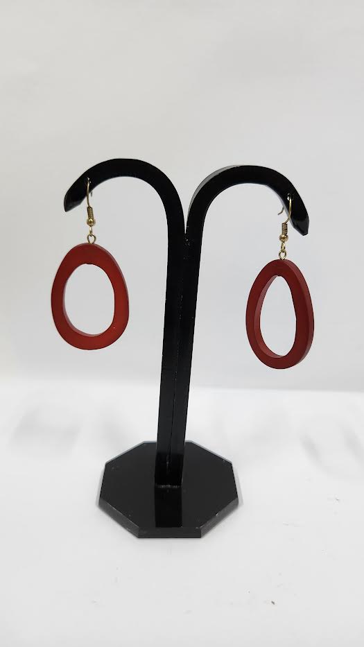 HORN BEAD EARRINGS MAROON COLOR