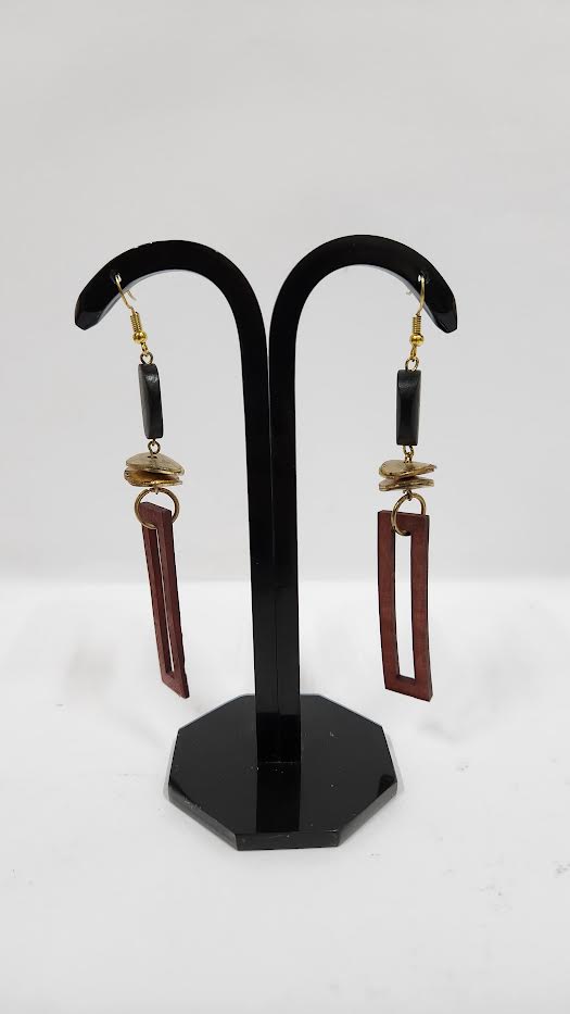 HORN & BRASS BROWN & BLACK COLOR EARRINGS