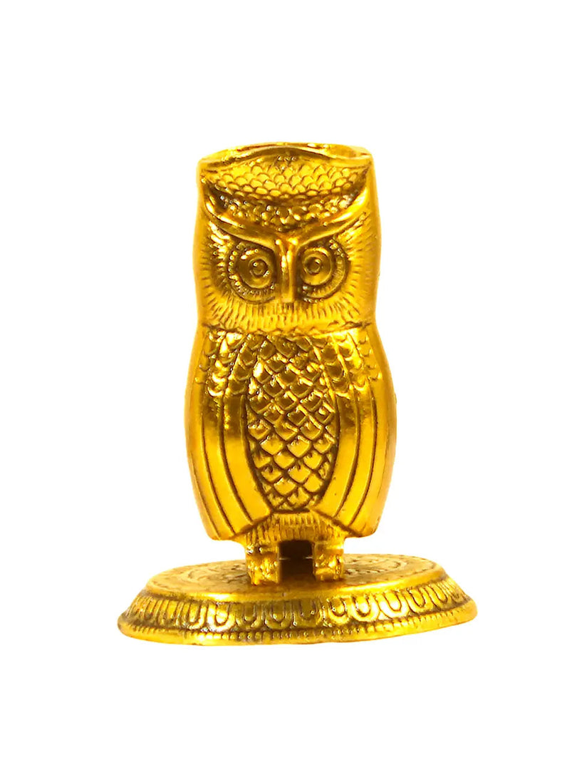 MS 104 White Metal With Lacquer Polish Owl Pen Holder dastakaaristore