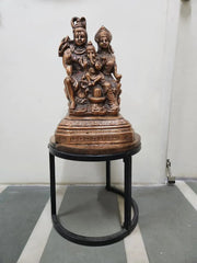 Metal Laxmi Ganesha Saraswati Idol Maa Devi Lakshmi Ganesh poojan Small Statue for car Dash Board ,Home, Office Decor Puja Gifts Copper Antique Finish dastakaaristore