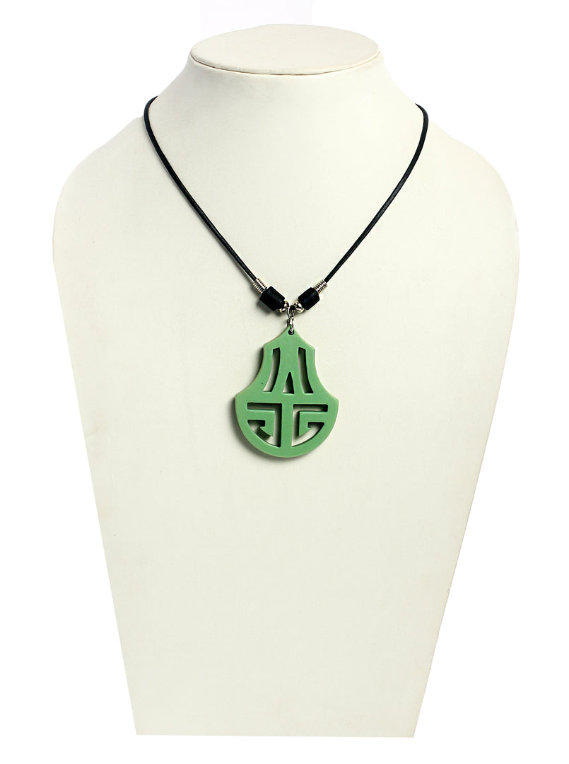 NK 11541B Green Acrylic pendant wax cord necklace dastakaaristore