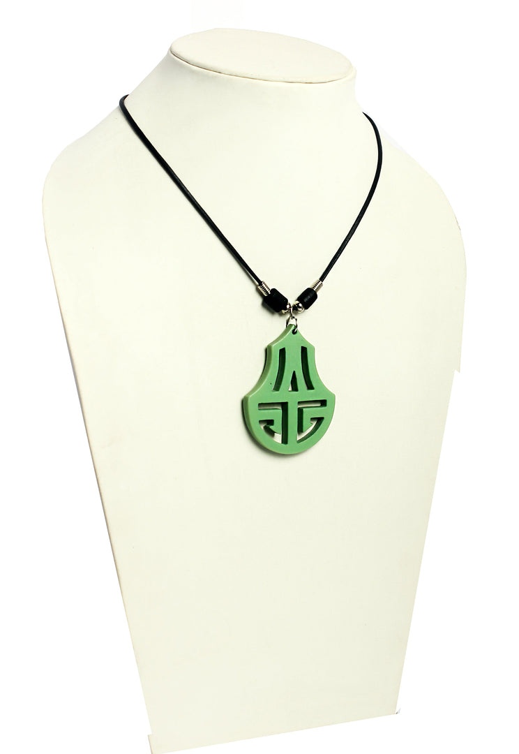 NK 11541B Green Acrylic pendant wax cord necklace dastakaaristore