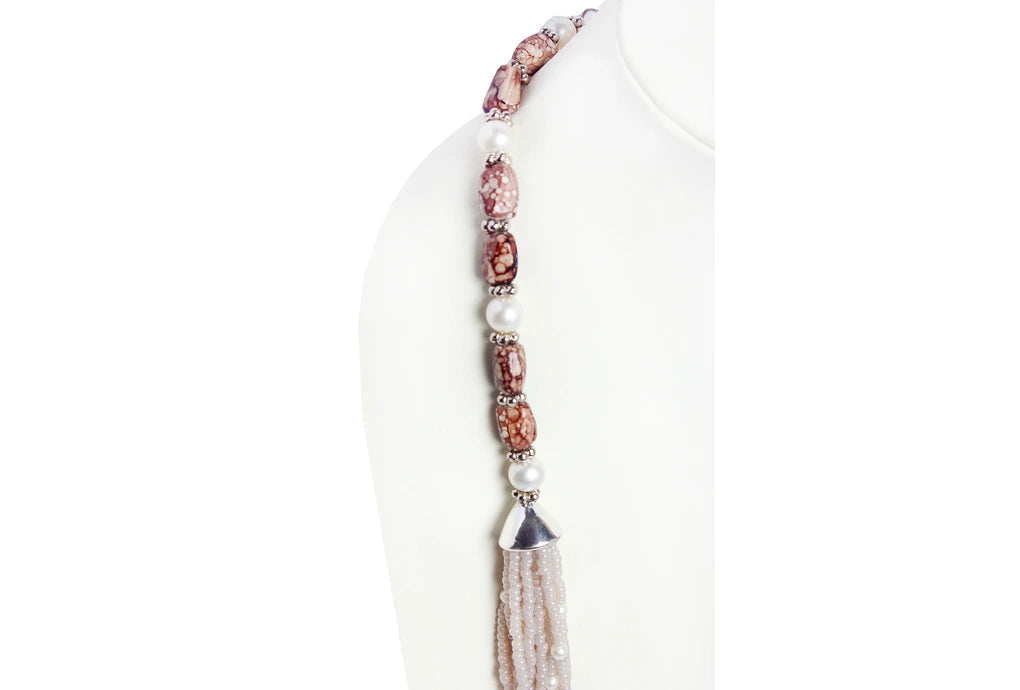 NK 11888 Natural color seed & glass bead layered necklace dastakaaristore