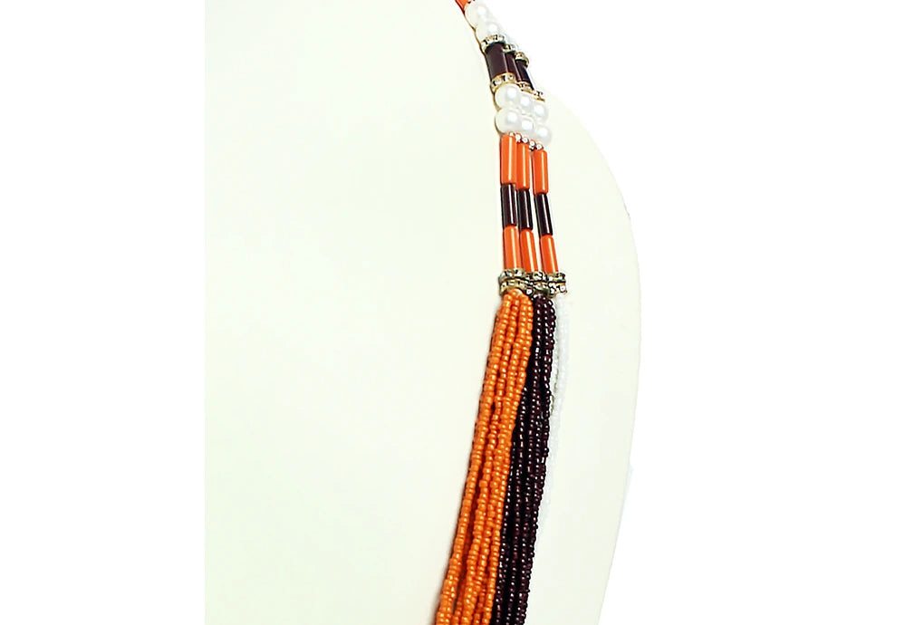NK 11897 Multicolor seed bead layered necklace dastakaaristore