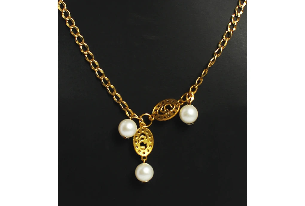 NK 12031 Chain necklace with artificial bead necklace dastakaaristore